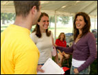 Amy Grant listens to people express their wishes.